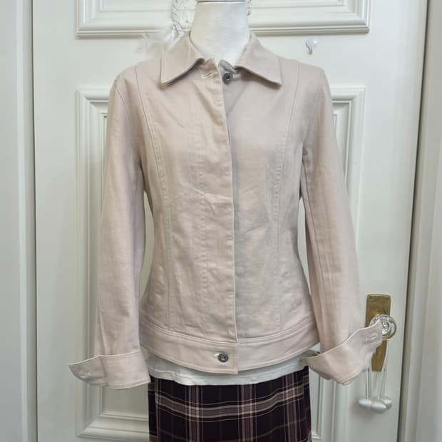 sheer pink cotton basic jacket(size-38)