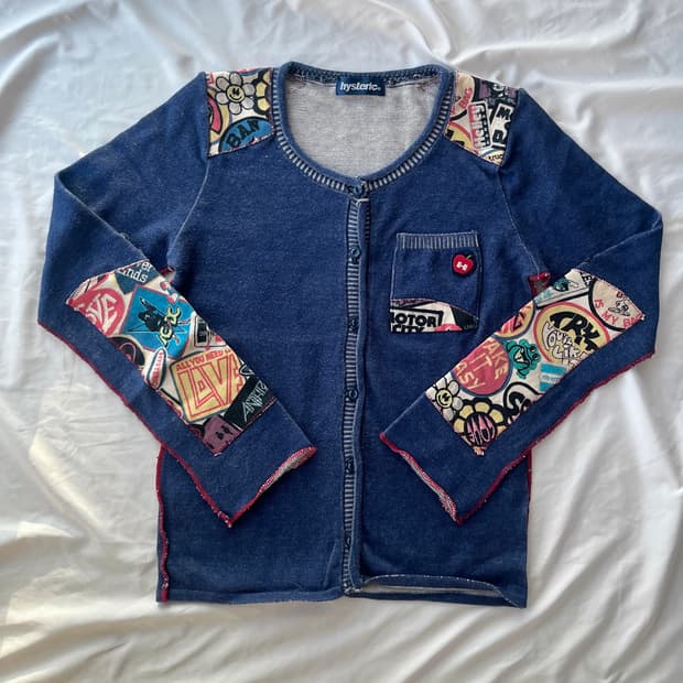 (초레어)히스테릭 글래머 아카이브 초기 패치워크 니트 가디건 롱 슬리브