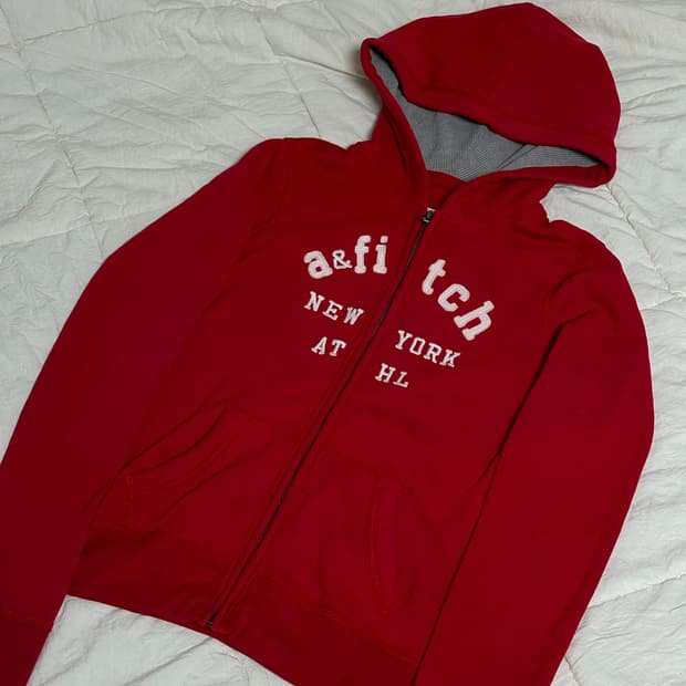 아베크롬비 레드 후드집업 스몰 여성용