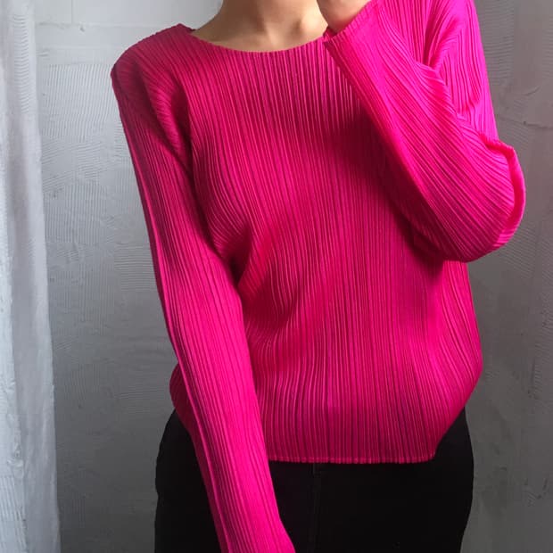 Pleats Please 플리츠플리즈 핑크 롱슬리브 