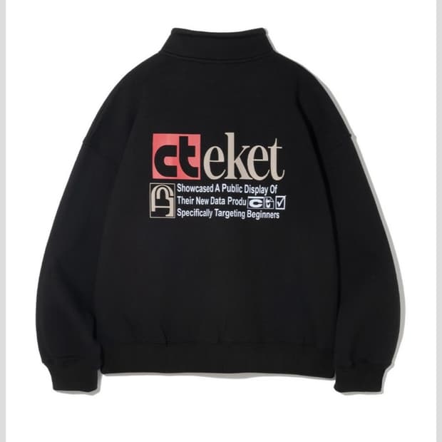 테켓 plan half zip-up sweatshirt black