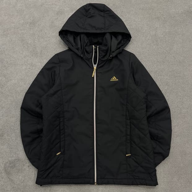 85 아디다스 블랙 우븐 패딩 트랙탑 자켓