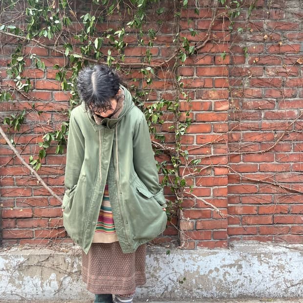 빈티지 카키 데일리 야상 아우터