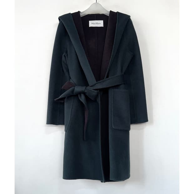 막스마라 리버시블 벨티드 하프 울 코트