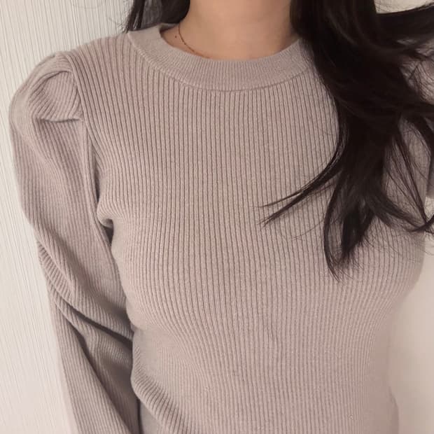 일녀 스타일 인디핑크 펄 셔링 퍼프 니트