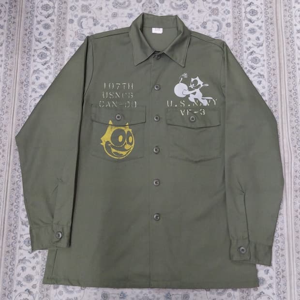 OG-507 펠릭스 더 캣 프린팅 밀리터리셔츠