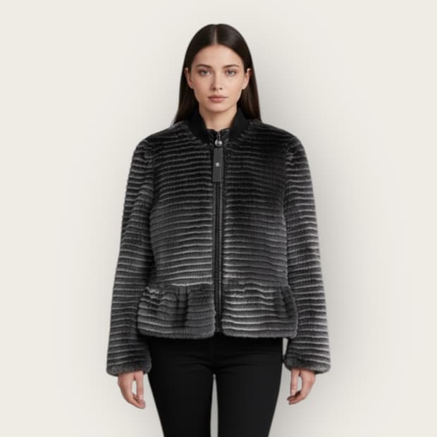 55/ 아르마니 레더블랜딩 퍼 집업자켓(새상품)