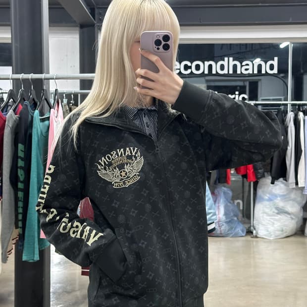 벤슨 모노그램 패턴 져지 재킷