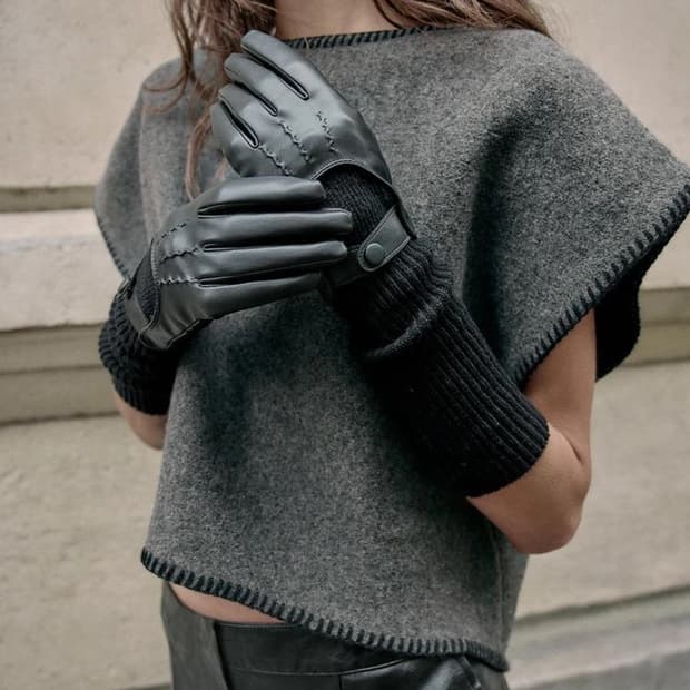 자라 페이크 레더 롱 콤비 장갑 S
