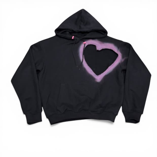 100-105 와이티에스아카이브 블랙 하트 홀 후드티