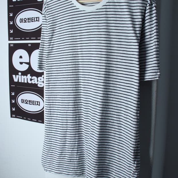 (XL-2XL) 자주 반팔 티셔츠 빅사이즈 화이트 올드스쿨-H36450