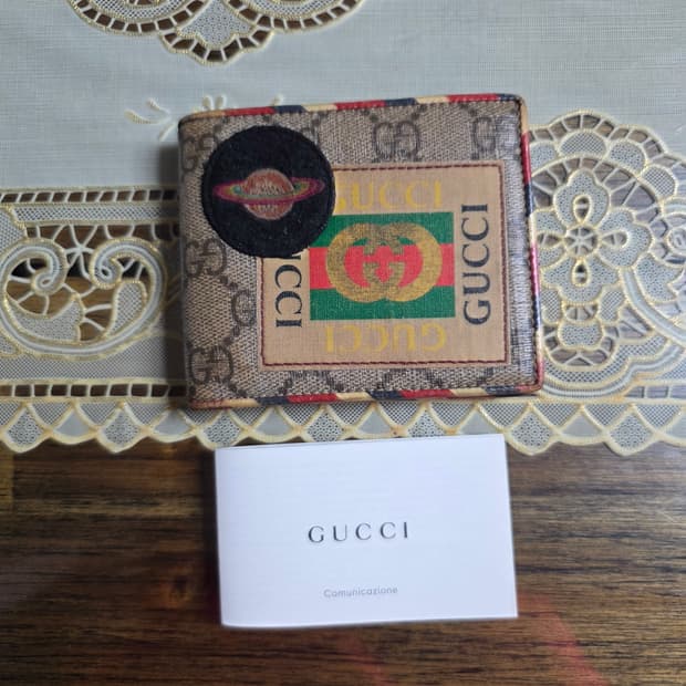 (정품) 구찌 GG 패치 자수 슈프림 캔버스 쿠리에 반지갑/개인/팝니다.