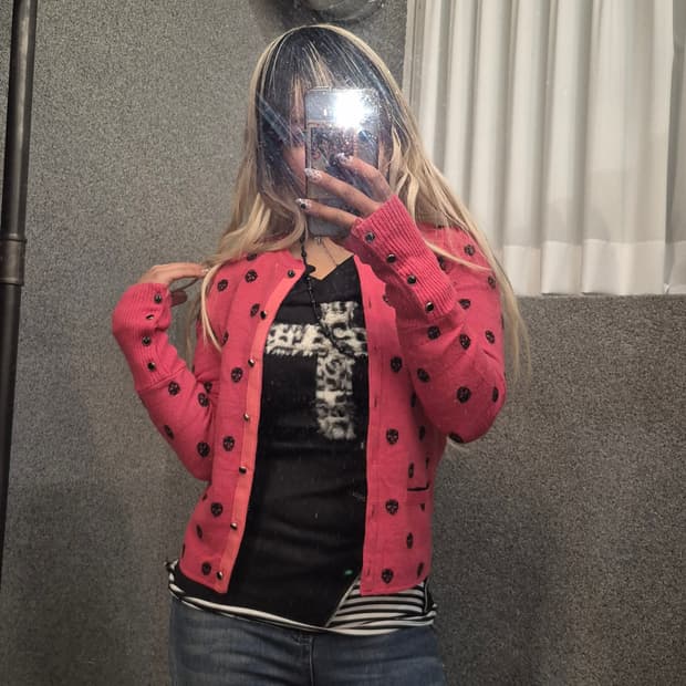 SYSTEM SKULL PATTERN CARDIGAN 