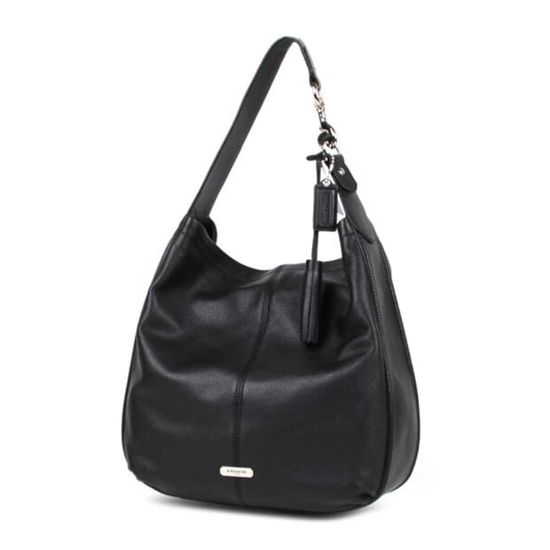 COACH 코치 레더 타슬 빅백 여성 숄더백 호보백 블랙