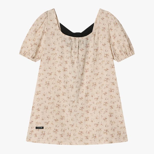 콜로신스 블랙 타이 블라우스 빈티지 플라워