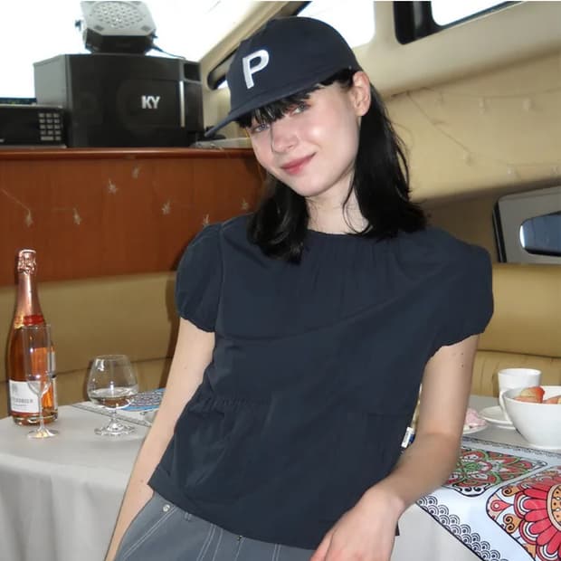 페스토 셔링 블라우스 네이비
