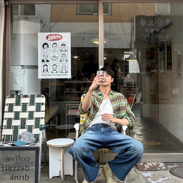 R13 포켓 체크셔츠 변우석 착용 m