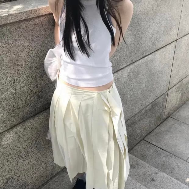eonts 에옹쓰 오프비트 플리츠 스커트 아이보리 2