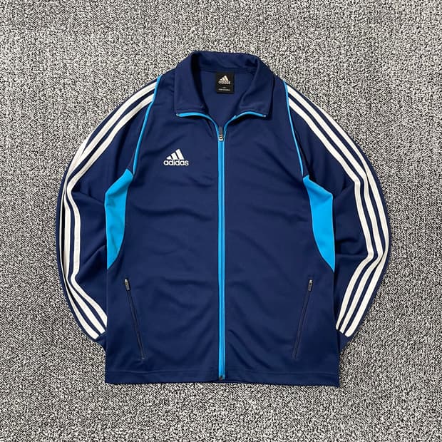 빈티지9. 아디다스 00's 네이비 스카이블루 배색 져지 트랙탑 트레이닝