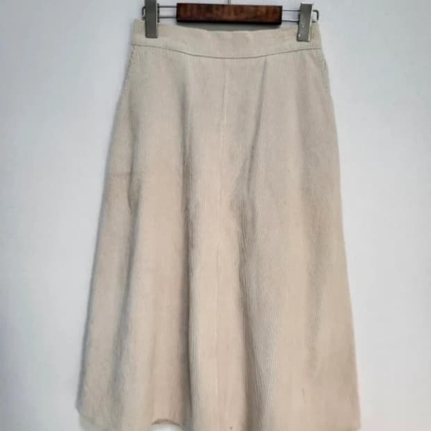 코듀로이 밴딩 롱 스커트&밴딩 니트 스커트(크림) F