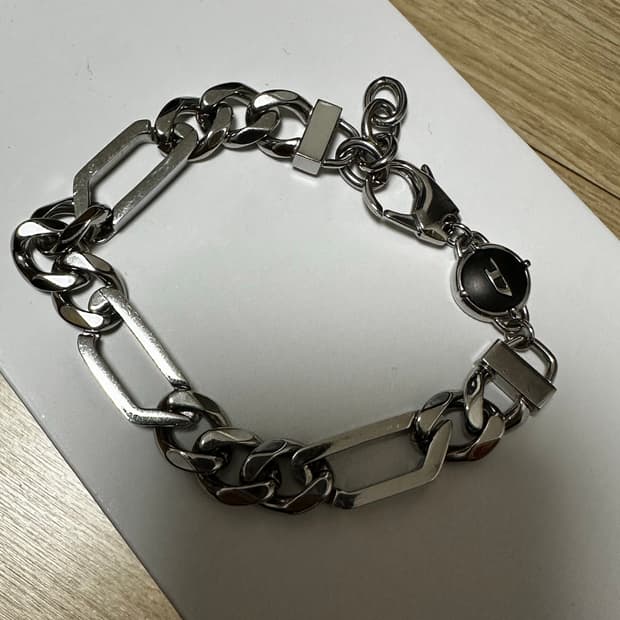 디젤 스테인리스 스틸 체인 브레이슬릿 실버