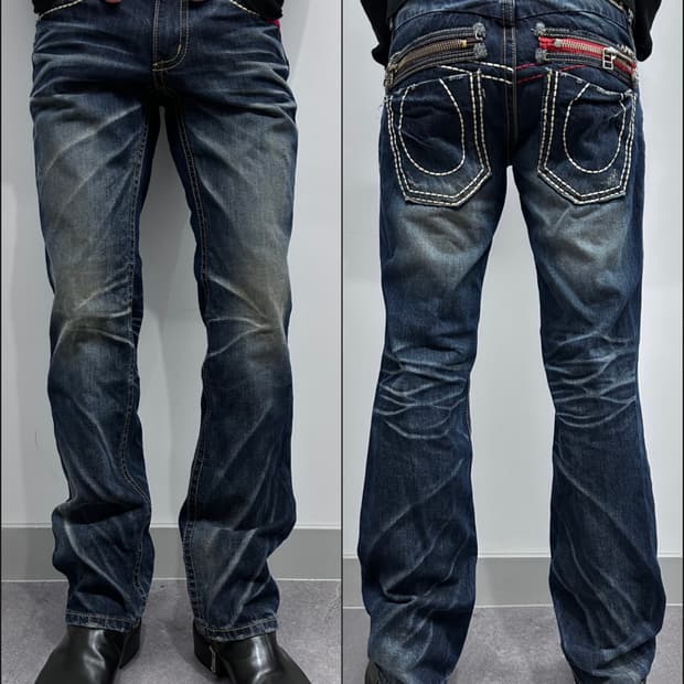 하드 워시드 데님 팬츠