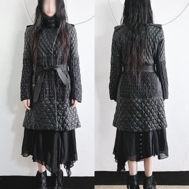 저스트카발리 레더 라이닝 코트