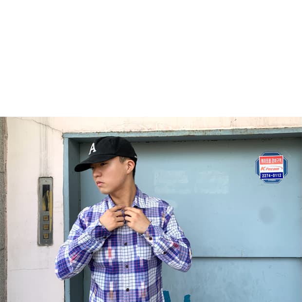 [TOMMY HILFIGER] blue plaid cotton shirt