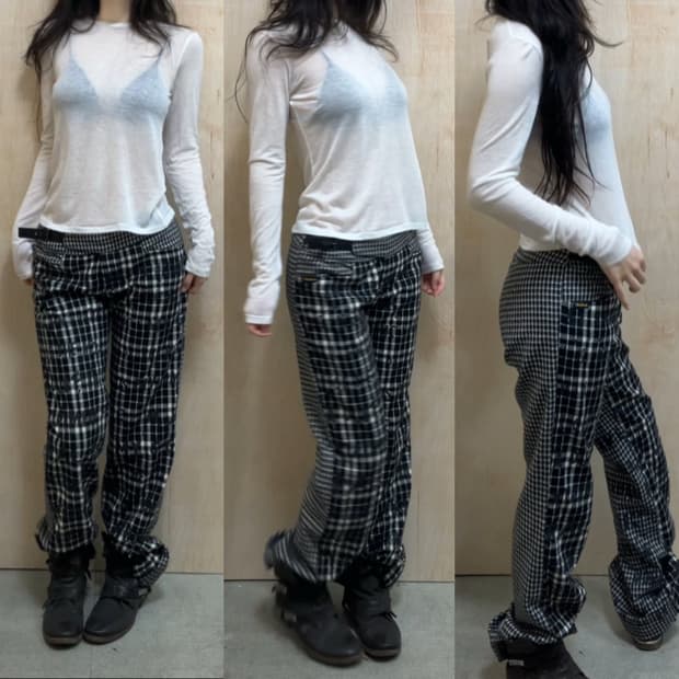 [직수입] 빈티지 RARE miss sixty 체크 울 트라우저