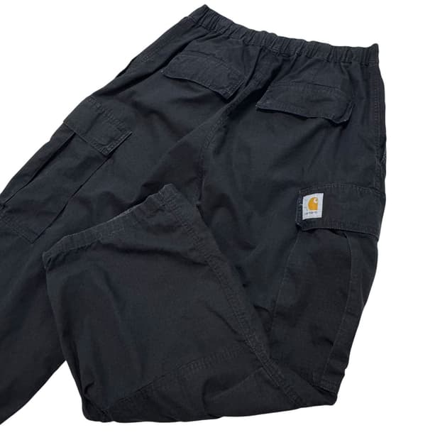 칼하트 WIP 블랙 오버핏 카고팬츠
