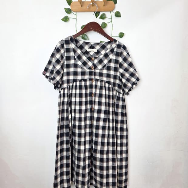 너드 체크 반팔 원피스
