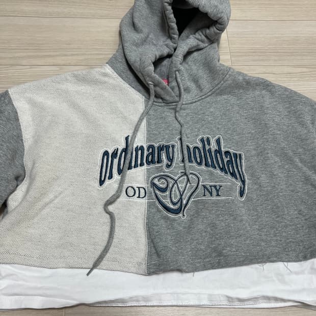 오디너리 홀리데이 시그니쳐 자수 레이어드 크롭 후드 Free