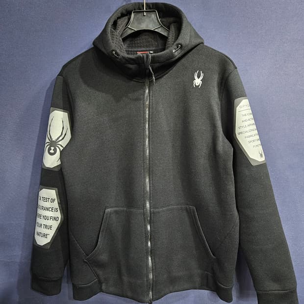 스파이더 프린팅 블랙 남성 110 기모 후드집업 