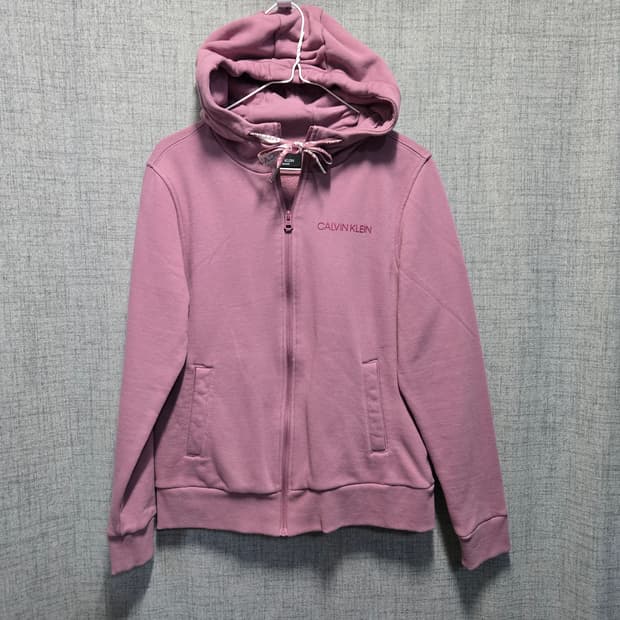 캘빈클라인 핑크 여성 기모 후드집업 