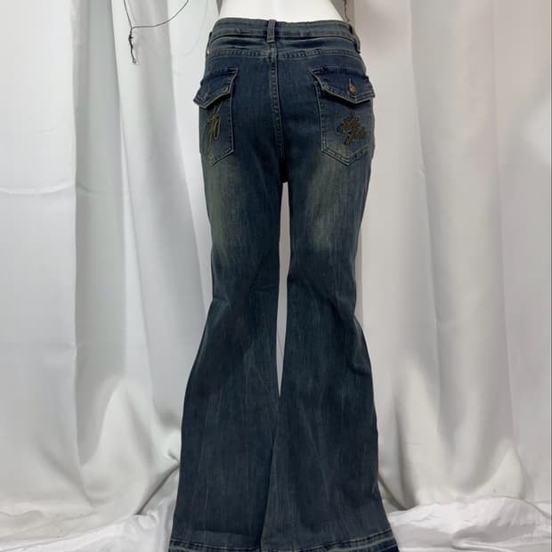 denim lettering pants