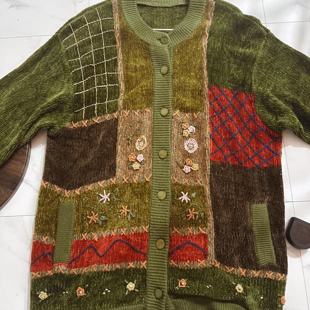 빈티지 자수 가디건