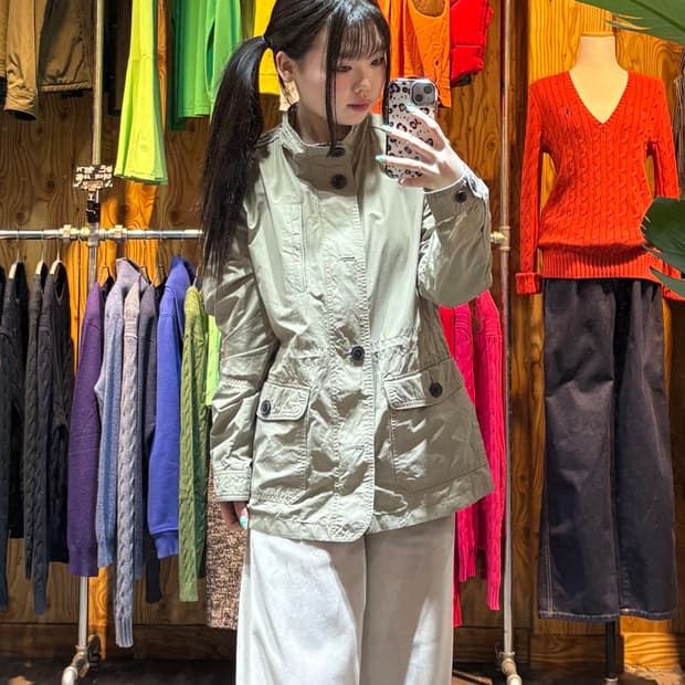 S 타미힐피거 베이지 투포켓 야상 자켓