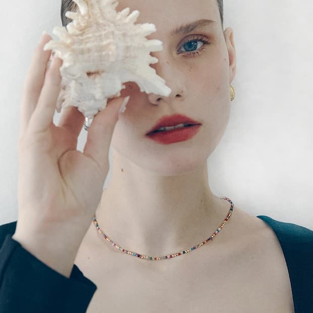 수별 14k gold- Gembead necklace - 젬스톤 목걸이