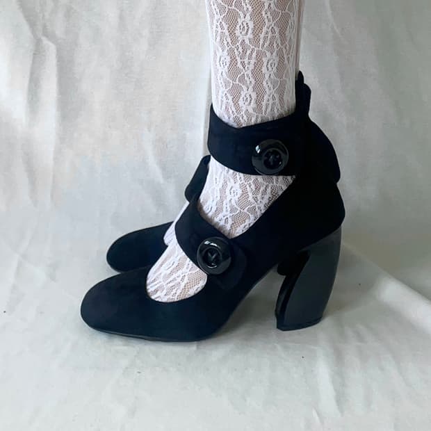 Black button mary jane shoes