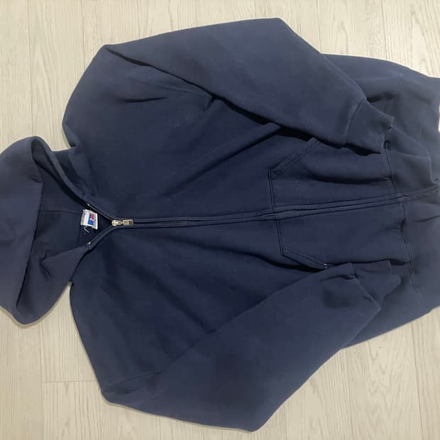90s 러셀 네이비 후드집업 xl