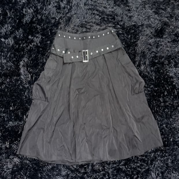 펑크 벨트 벨티드 카고 스커트