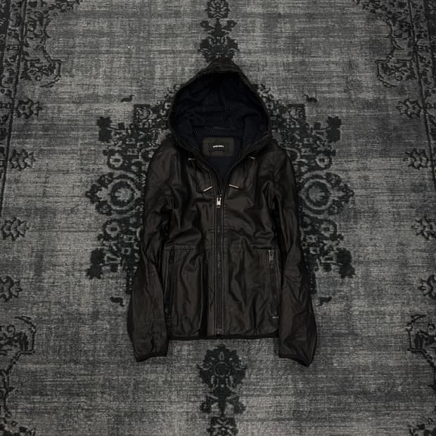 Diesel sheep skin hood leather jacket