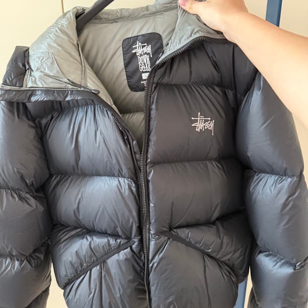 스투시 다운 파카 마이크로 립스탑 팬텀 블랙 L