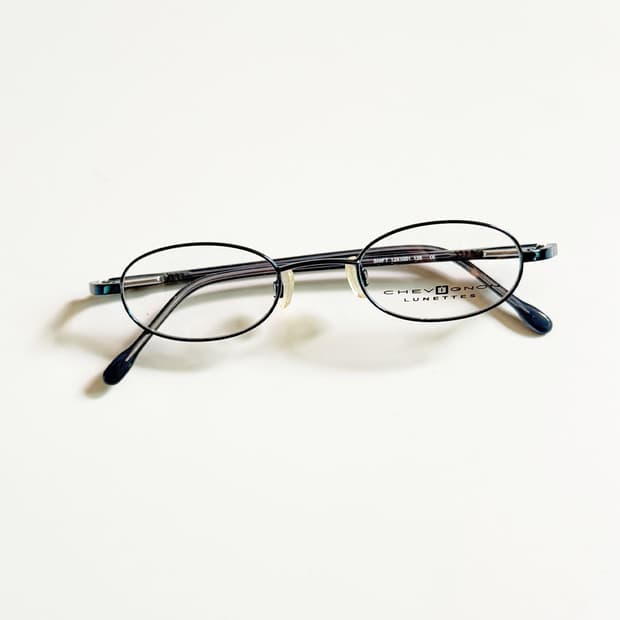 90s CHEVIGNON 블루 메탈 슬림 오벌 빈티지 안경