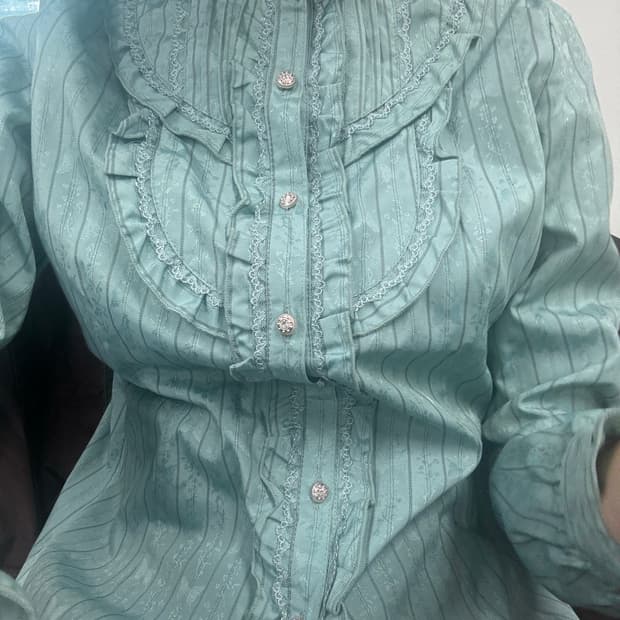 엑시즈팜 민트 레이스 블라우스 로리타 히메갸루 민트코어 