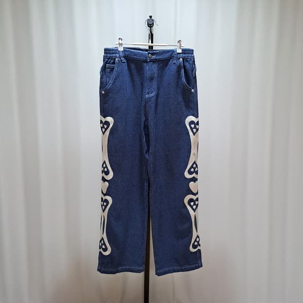 (택포) 글랙 본하트 자수 데님팬츠 M 32-34 A920