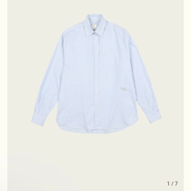 리본빛 Oxford Striped Shirt - Blue