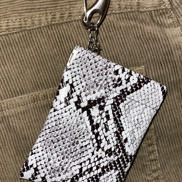 뱀피 가죽 키링 미니 지갑 자석 카드지갑 