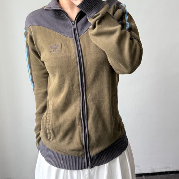 [L] 아디다스 카키 니트집업
