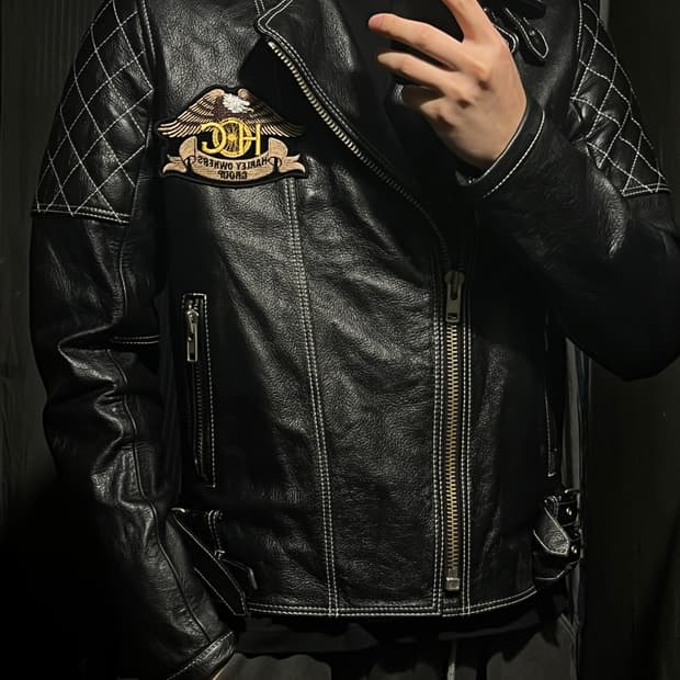 난카이 블랙 스티치 숄더패드 양가죽 램스킨 투웨이 라이더자켓 레더자켓